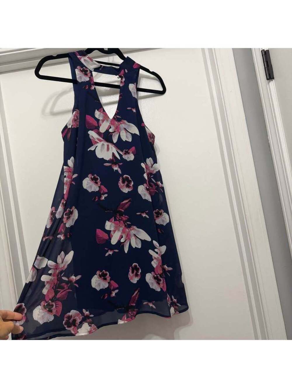 miami Women’s Navy Blue Floral Sleeveless Dress Size XS